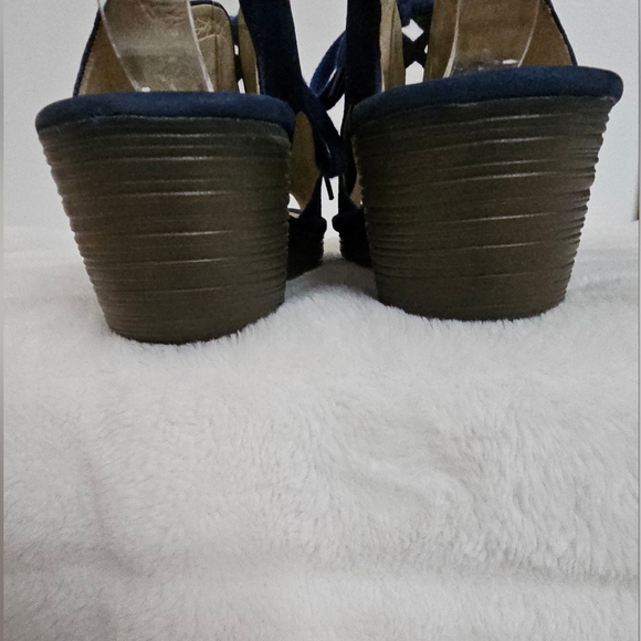 Fly London Bold Blue Yifa Leather Lace-Up Cut Out Sling Back Wedges Size 10-10.5 - Picture 5 of 16